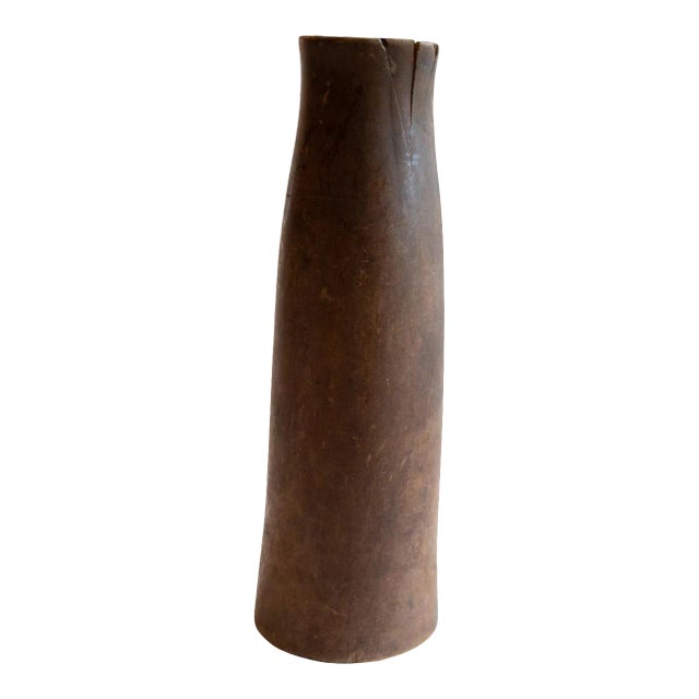 Vintage African Tall Wooden Vase For Sale