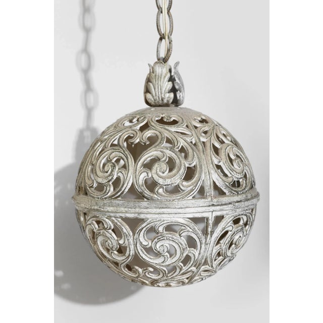 Mid-Century Filigree Pendant Lamps - Set of 2 For Sale - Image 4 of 4