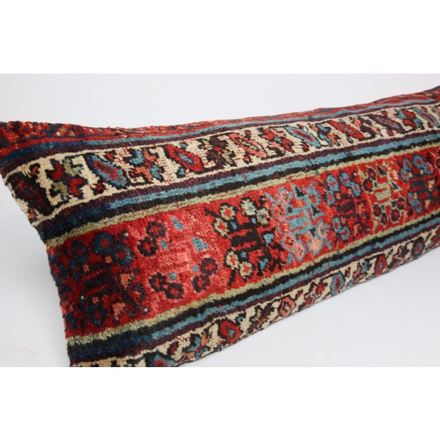 Authentic Ethnic Lumbar Throw Cushion – Handmade Wool Rug on Cotton Pillow Cover -16'' X 46'' For Sale - Image 4 of 11