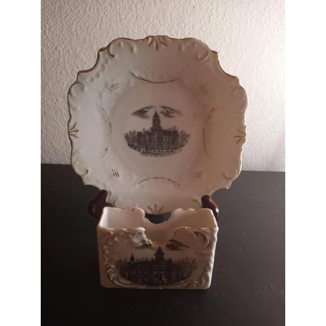 1970s Vintage Tm Grisham Porcelain Made in Germany Holder & Plate Set of 2 For Sale In Dallas - Image 6 of 8