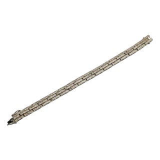 Pave` Diamond and Sterling Silver Link Bracelet For Sale