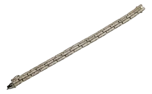 Pave` Diamond and Sterling Silver Link Bracelet