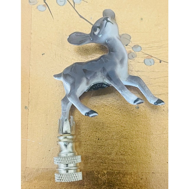 1950s Super Cute Pair Bambi Deer Couple Lamp Finials For Sale - Image 4 of 4