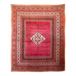 PALATIAL ANTIQUE CARPET Northeast Khorrassan Gem with Smokey Wine, Rug 13.2 x 15.7 For Sale