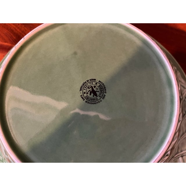 Bordallo Pinheiro Vintage Large Bordallo Pinheiro Basketweave Green Salad Bowl For Sale - Image 4 of 6