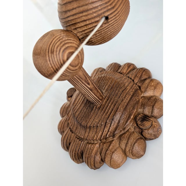 Swedish Carved Pine Wall Sconces with Jute Shades, 1970s, Set of 2 For Sale - Image 13 of 16