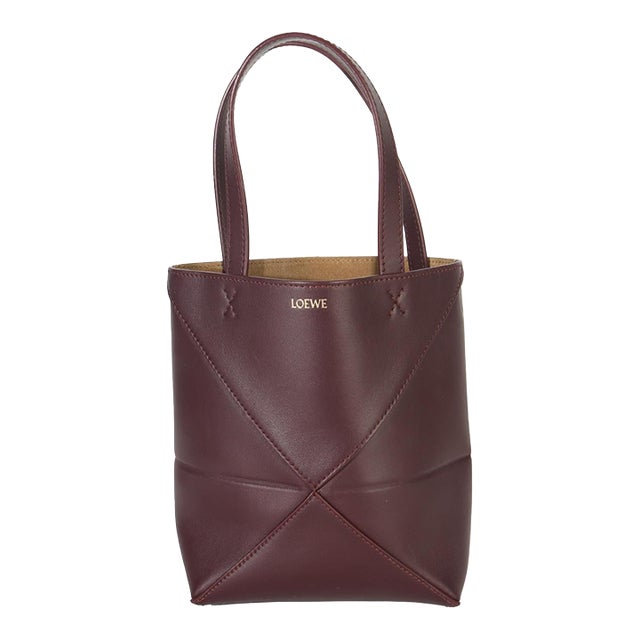 Burgundy Calfskin Mini Puzzle Fold Tote For Sale