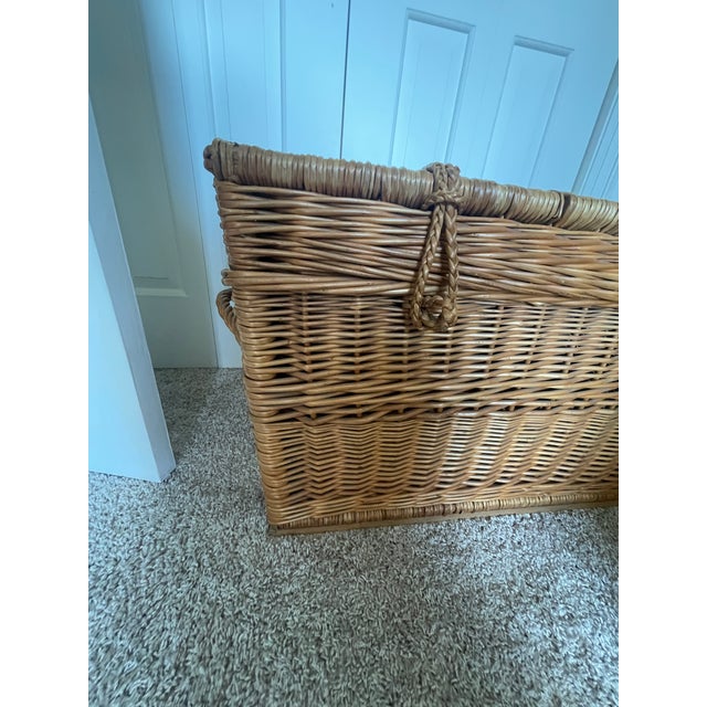 Vintage Large Wicker Storage Trunk For Sale - Image 4 of 10