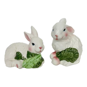 Rabbit in the Garden Figurines - a Pair