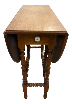 William and Mary Style Drop Leaf Gate Leg Table With Drawer