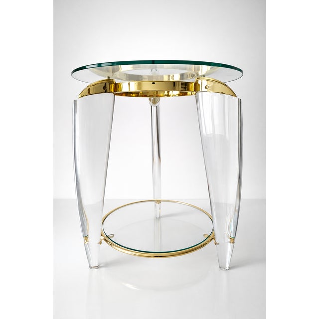 Italian Acrylic and Brass Side Table, 1960s For Sale - Image 14 of 15