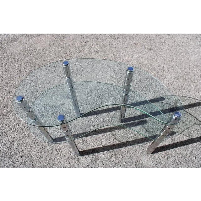 Italian Glass & Chromed Metal Shelf, 1960s, in Good conditions. Designed 1960 to 1969