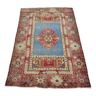 Oriental Turkish Faded Small Area Rug For Sale