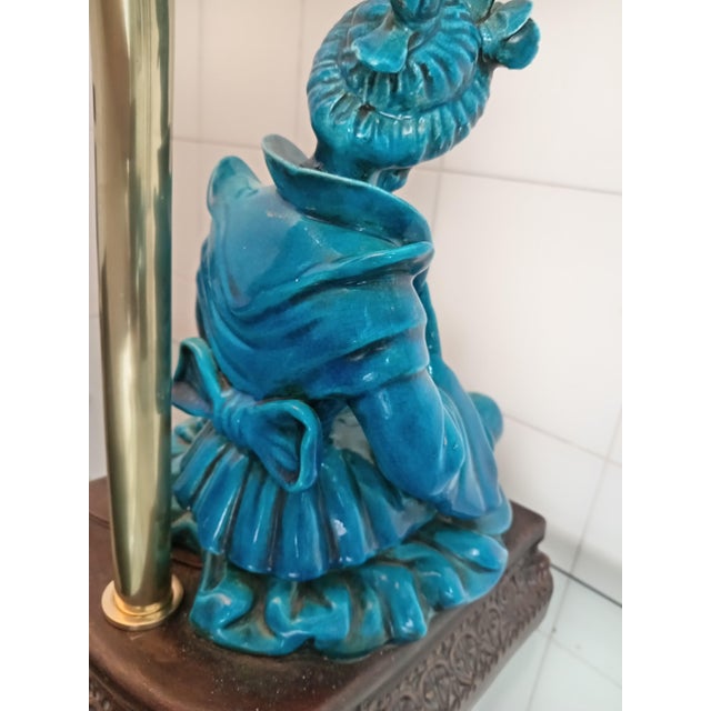 Blue Oriental Woman Sculpture Lamp from G.E.S Sesto Fiorentino, 1960s For Sale - Image 8 of 13