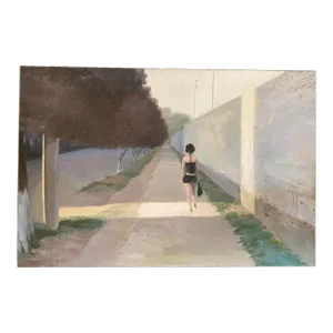 "Woman Walking" Realist Figurative Oil on Canvas by Liang Hongli, 2005