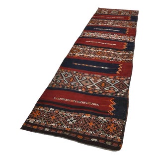 Vintage Turkish Wool Runner Kilim Rug, 1960s For Sale