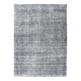 Modern Distressed Hand Knotted Checkered Rug by Keivan Woven Arts, 6 X 8'9 For Sale