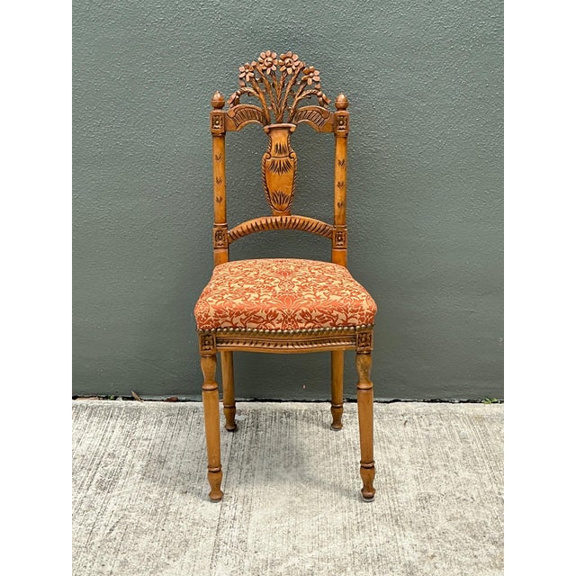 Vintage Wood Chair With Floral Carving For Sale - Image 11 of 12