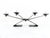 A modernist four-arm chandelier featuring a geometric construction in blackened hammered metal. The composition rests on a...