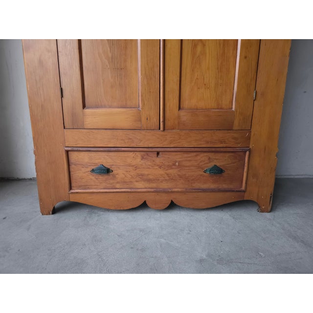 Early 20th Century 19th Century Antique European Pine Wardrobe Cabinet For Sale - Image 5 of 12