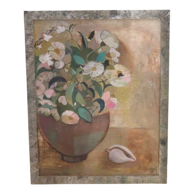 Gwyneth Johnstone "The Vase of Flowers" Signed Oil on Board For Sale
