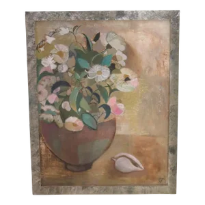 Gwyneth Johnstone "The Vase of Flowers" Signed Oil on Board