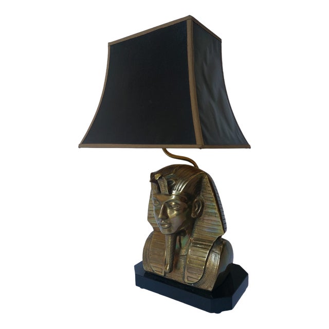 Hollywood Regency Pharaoh Brass Table Lamp For Sale