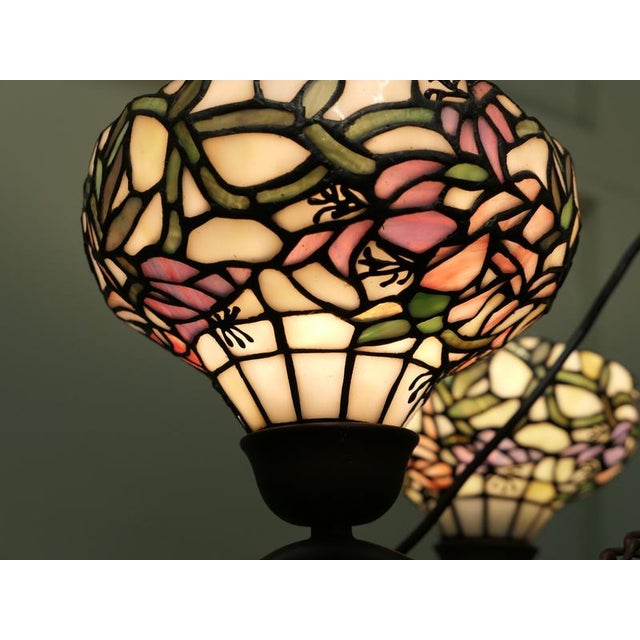 Large 5-Branch Chandelier in the style of Tiffany, 1960 For Sale - Image 4 of 7