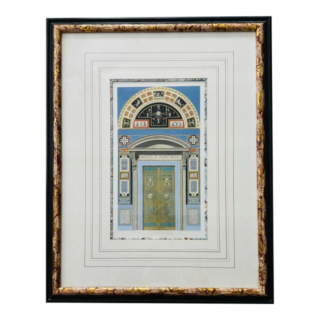 Hand Printed Lithograph of Vatican Doorway, Framed For Sale
