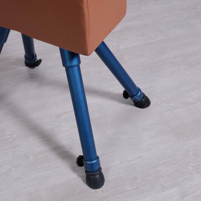 Blue Vintage Height-Adjustable Leather Gym Stand, 1980s For Sale - Image 8 of 18