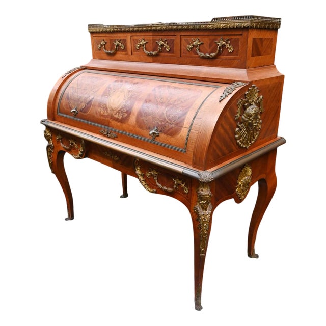 French Empire Roll Top Desk, 1860 For Sale