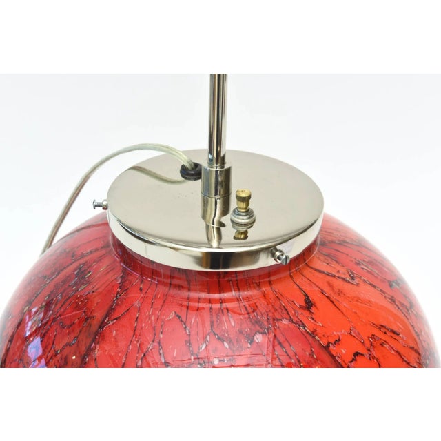 Vintage Art Deco WMF Glass and Chrome Sphere Sculptural Table or Side Lamp Red, Black, Orange For Sale In Miami - Image 6 of 10