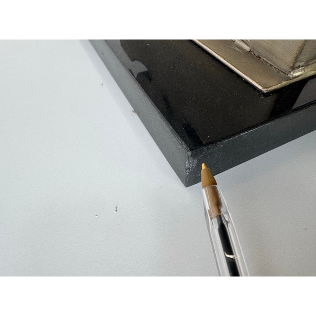 1980s 1980’s Vintage Brutalist Abstract Stainless Steel Sculpture on Black Marble Base For Sale - Image 5 of 12