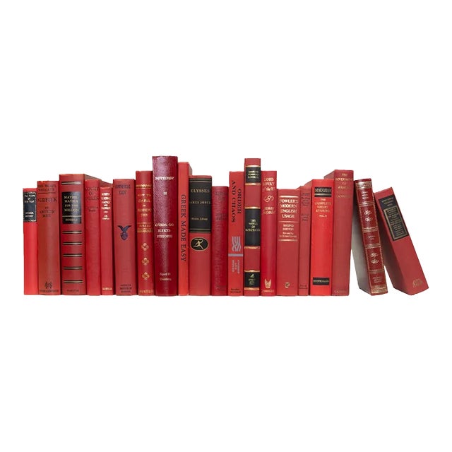 Decorative Books - Vintage Orchard Books - Red Books By The Foot For Sale