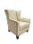 Henredon Vintage Henredon Acquisitions Collection Leather Wingback Chairs – Ivory Leather, Geometric Upholstery & Nailhead Trim For Sale - Image 4 of 12