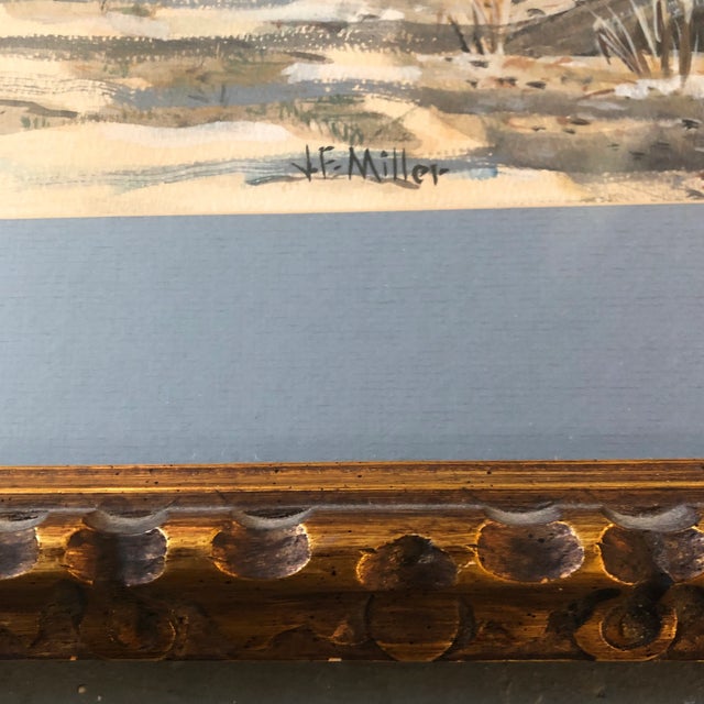 Original watercolor painting on paper signed bottom left 12 x 18 overall size with vintage original frame is 18 x 24