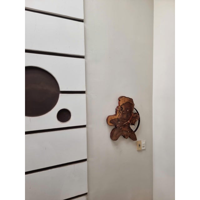 Brown Half Moon - One-of-a-Kind Handcrafted Driftwood Wall Clock Sculpture For Sale - Image 8 of 14