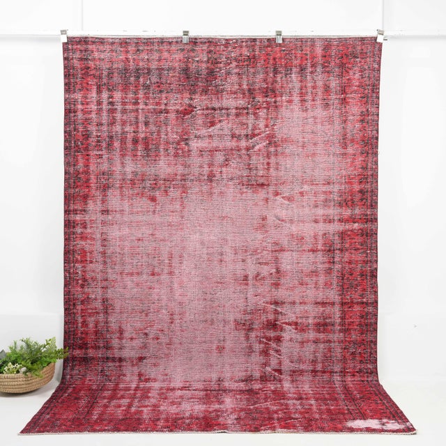 Vintage Turkish Hand-Knotted vintage rug is a semi-antique vintage Area rug.'70s Eastern region of Turkey's unique rug is...