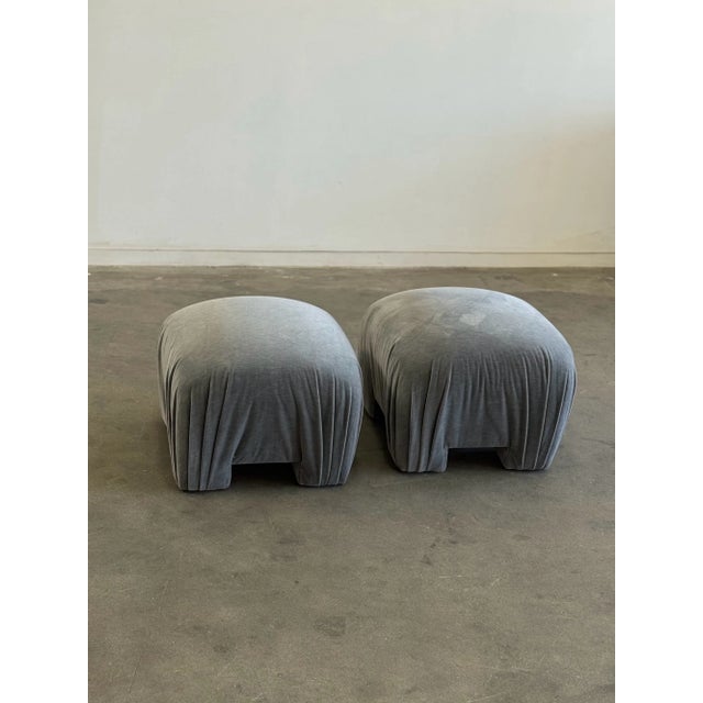 Mid-Century Modern Late 20th Century Gathered Mid Century Modern Ottoman (Pair) For Sale - Image 3 of 12