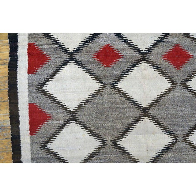 1930s Grey Triangles Antique American Navajo Rug 4' X 6' 10" Flatweave Wool Carpet For Sale - Image 4 of 7