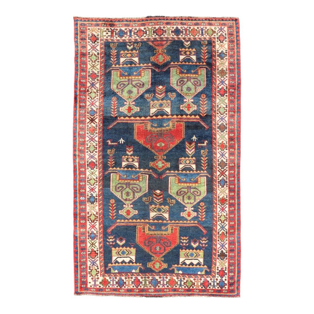 Colorful Antique Persian Lori Rug With All-Over Geometric Tribal Design 4'9 X 8'6 For Sale