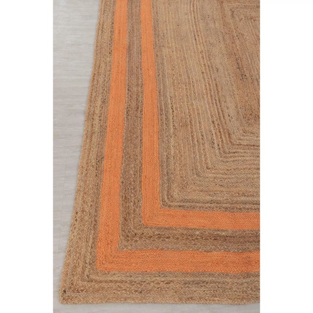 Not Yet Made - Made To Order Orange Border Rectangle Jute Handmade Rug 5'x8' Ft. For Sale - Image 5 of 13