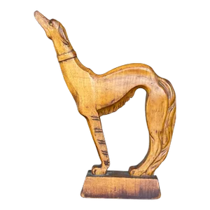 Mid 20th Century Vintage Boho Hand Carved Afghan Dog