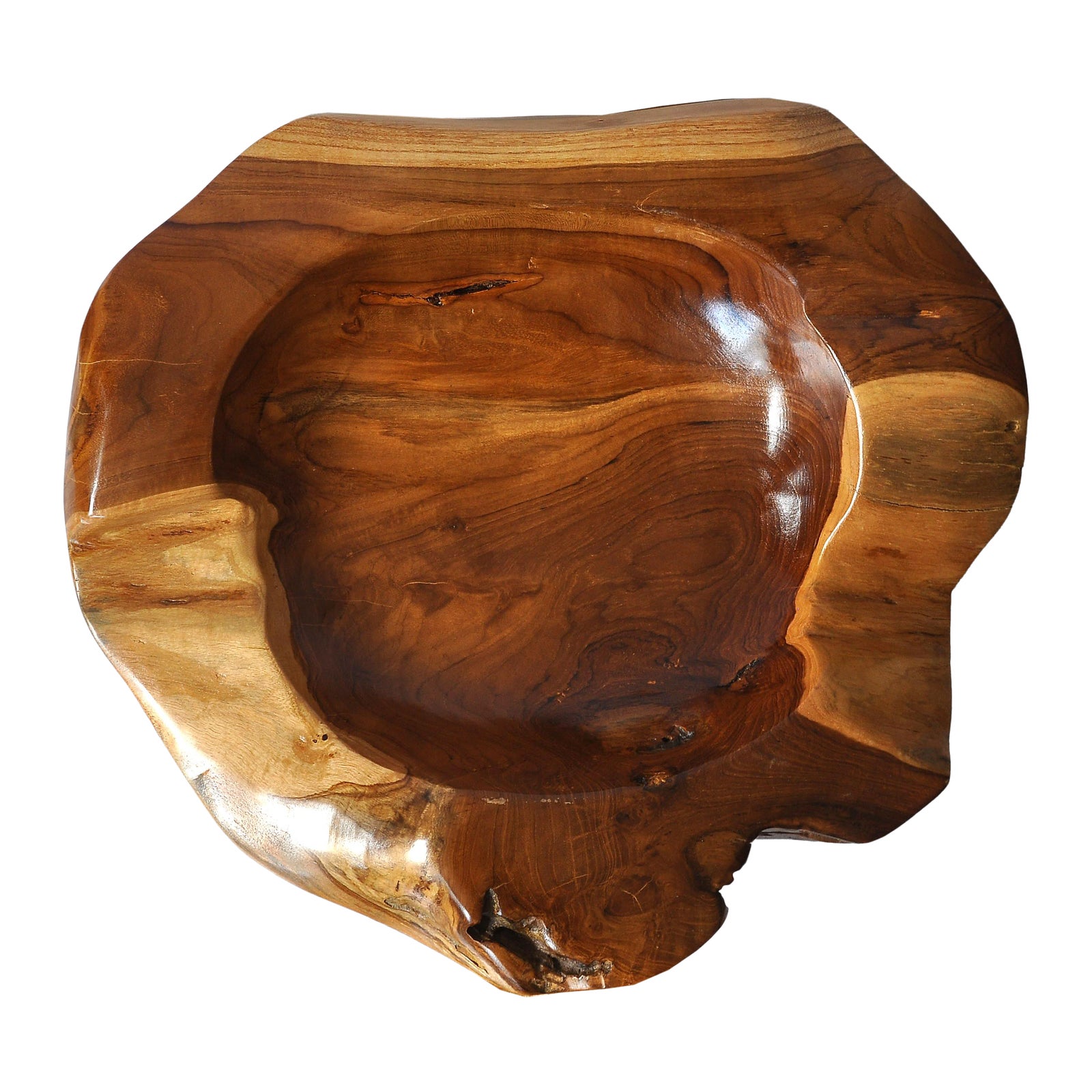 Natural Edge Polished Teak Wood Bowl Chairish