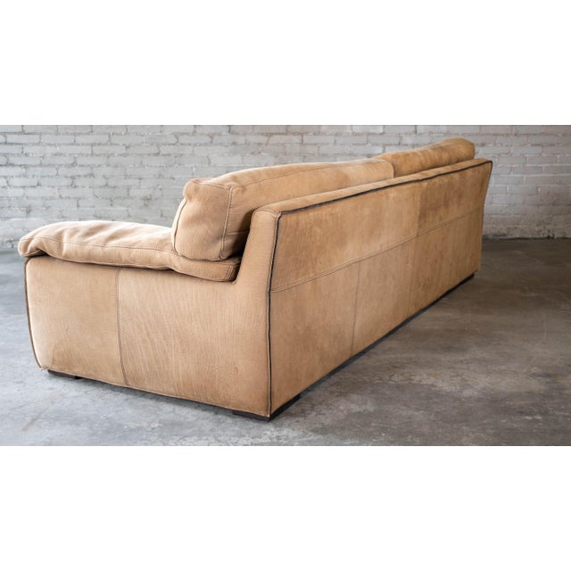 Roche Bobois for Tre Erre S.p.A. Buffalo Camel Leather Sofa For Sale - Image 12 of 15