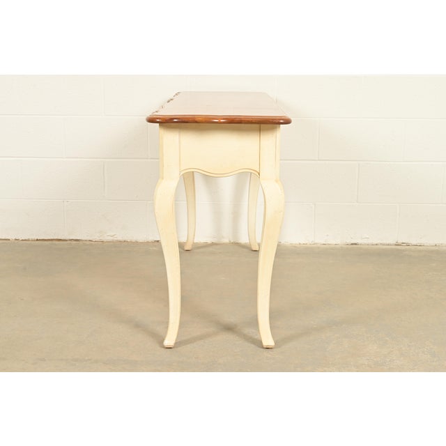Ethan Allen French Country Cream Lacquered Maple Top Console Table For Sale - Image 14 of 16