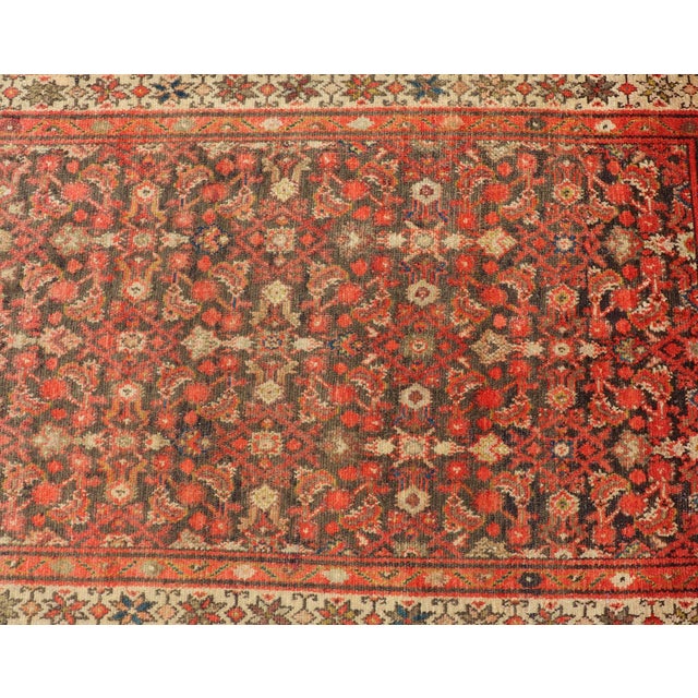 Antique Early 20th Century Persian Herati Design Malayer Runner 3'4 X 13'1 For Sale In Atlanta - Image 6 of 13