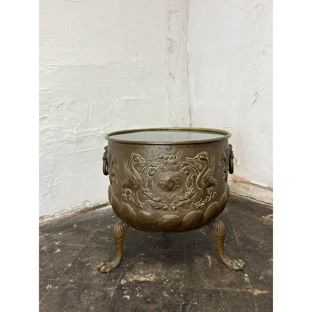 Metal Brass Cachepot Table Lions Feet For Sale - Image 7 of 7