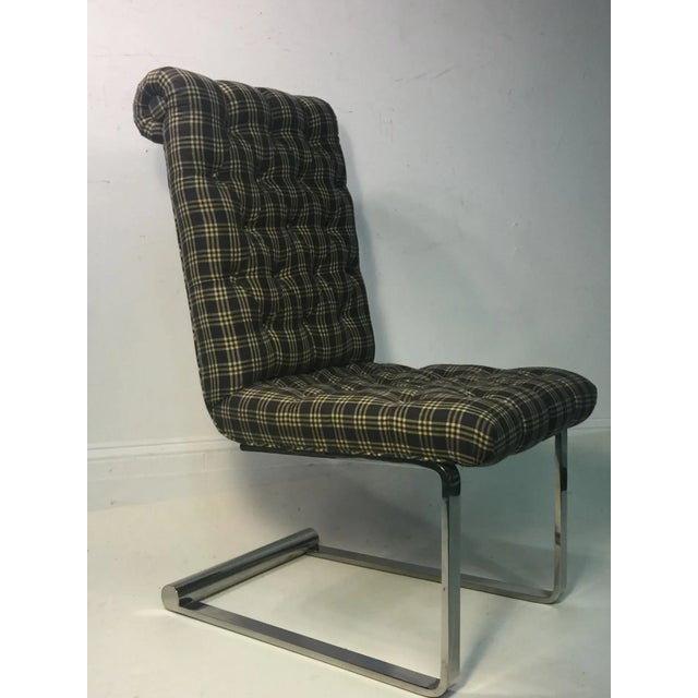 1970s Chrome Cantilever Dining Chairs in the Manner of Karl Springer - Set of 4 For Sale - Image 11 of 13