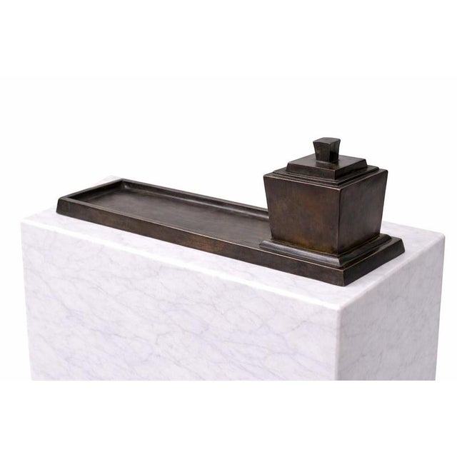 Swedish Art Deco Minimalist Bronze Inkwell with Tray from GAB, 1930s For Sale - Image 6 of 8